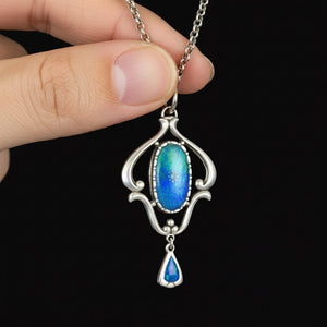 Antique Arts & Crafts Enamel Pendant | Charles Horner Sterling Silver c.1912 - Boylerpf
