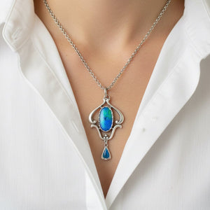 Antique Arts & Crafts Enamel Pendant | Charles Horner Sterling Silver c.1912 - Boylerpf