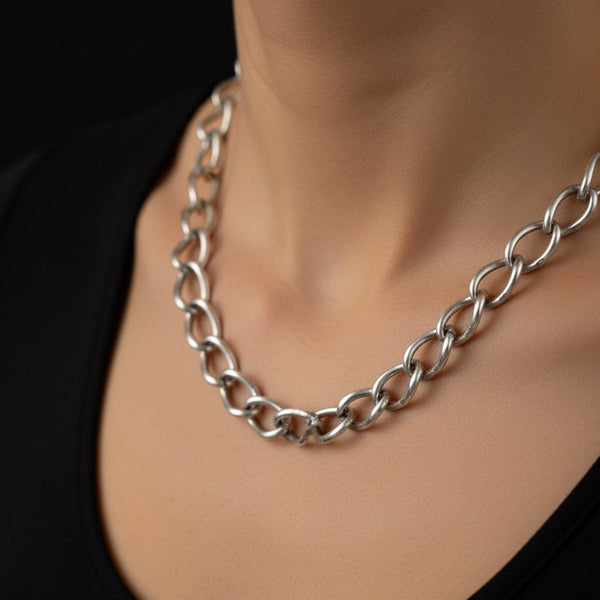 Antique Sterling Silver Pocket Watch Chain Necklace - Boylerpf