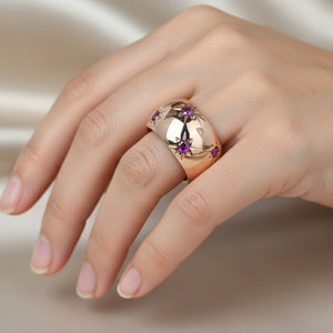 Wide 14K Rose Gold Ruby Eternity Ring Band, Star Engraved - Boylerpf