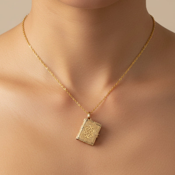 Victorian 14K Gold Black Enamel Celtic Knot Folding Locket - Boylerpf