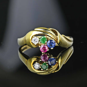 Vintage Gold Tutti Frutti Multi Gemstone Cluster Ring - Boylerpf