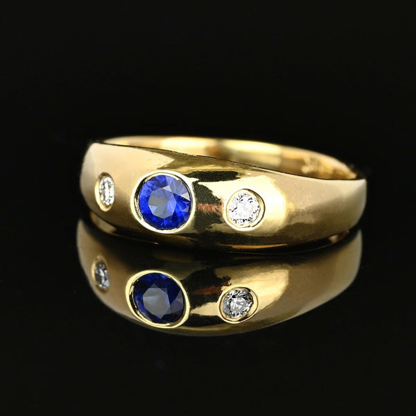 Antique Victorian 14K Gold Sapphire Diamond Gypsy Ring