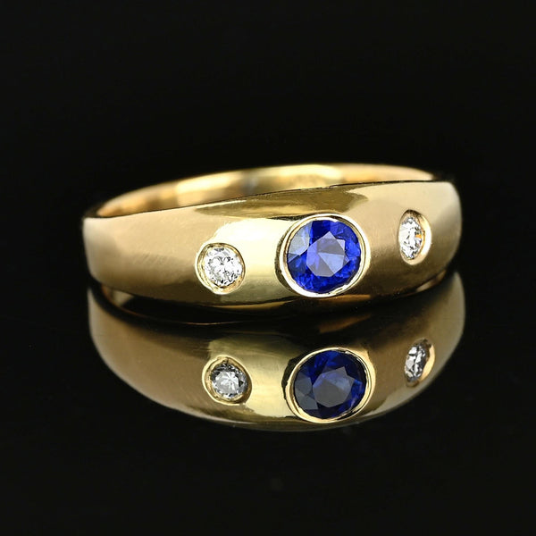Antique Victorian 14K Gold Sapphire Diamond Gypsy Ring