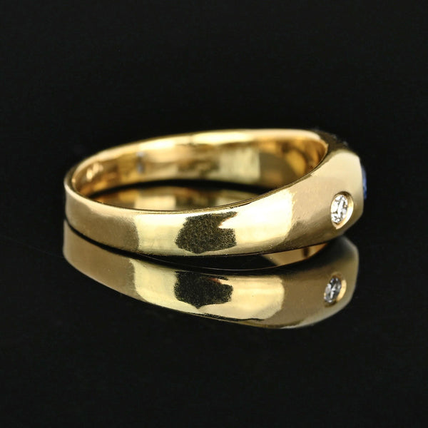 Antique Victorian 14K Gold Sapphire Diamond Gypsy Ring