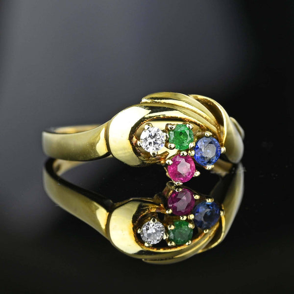 Vintage Gold Tutti Frutti Multi Gemstone Cluster Ring - Boylerpf