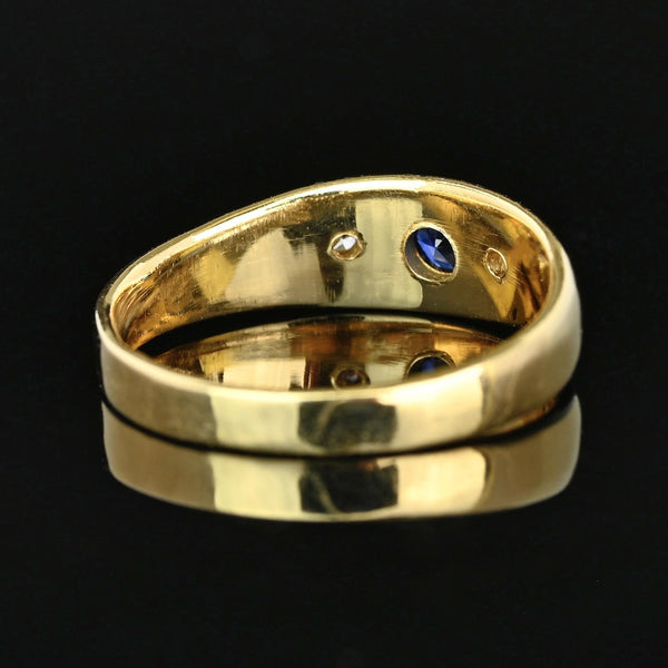 Antique Victorian 14K Gold Sapphire Diamond Gypsy Ring