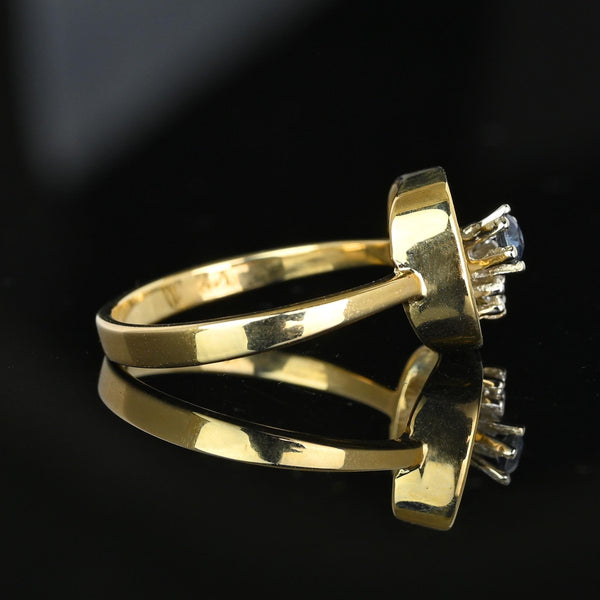 Contemporary 14K Gold Floating Diamond and Sapphire Ring - Boylerpf