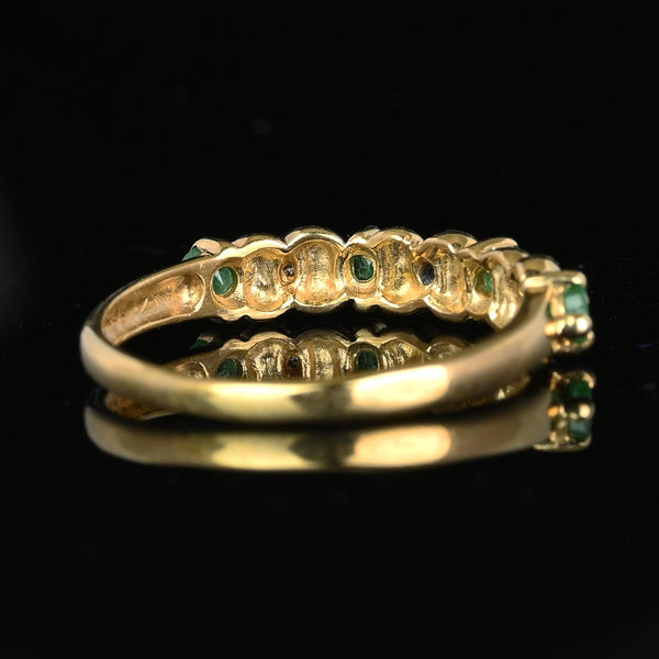 10K Gold Ribbon Design Diamond Emerald Ring Band - Boylerpf