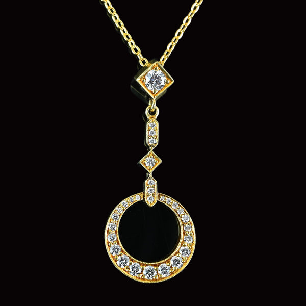 Art Deco 18K Gold .50 CTW Diamond Lavalier Pendant - Boylerpf