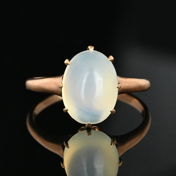 Antique 14K Gold Solitaire Cabochon Moonstone Ring