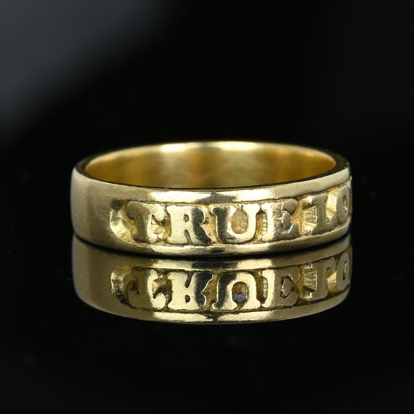 Vintage 14K Gold Cutout True Love Waits Band Ring - Boylerpf