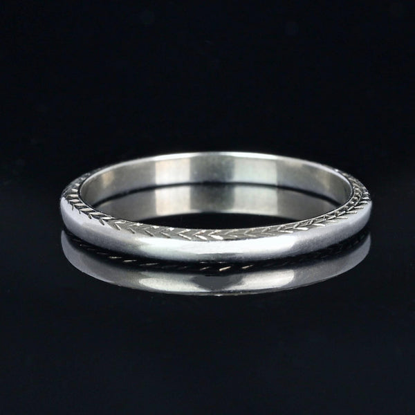 Art Deco 18K White Gold Eternity Wedding Band Ring