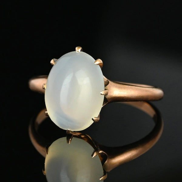 Antique 14K Gold Solitaire Cabochon Moonstone Ring