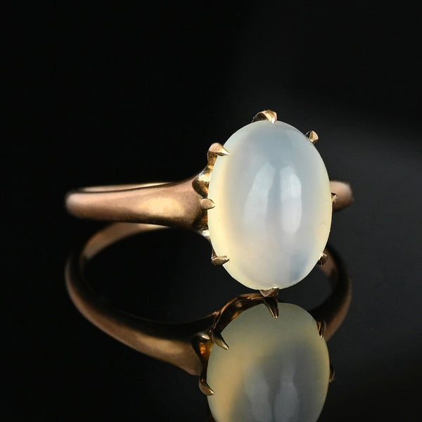 Antique 14K Gold Solitaire Cabochon Moonstone Ring