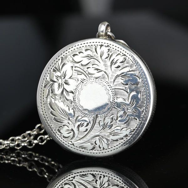 Antique Victorian Circular Silver Vinaigrette Pendant, Perfume Holder