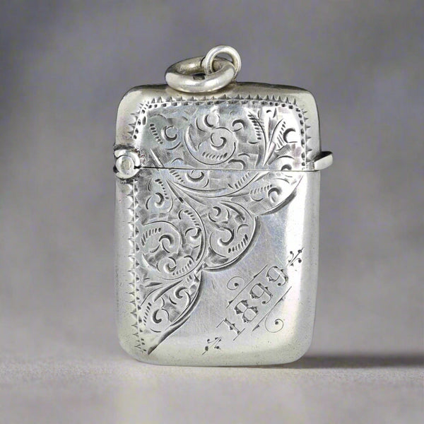 Antique Victorian Silver Match Safe Vesta Fob Pendant - Boylerpf