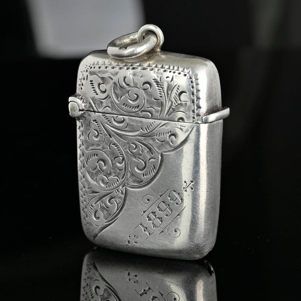 Antique Victorian Silver Match Safe Vesta Fob Pendant - Boylerpf