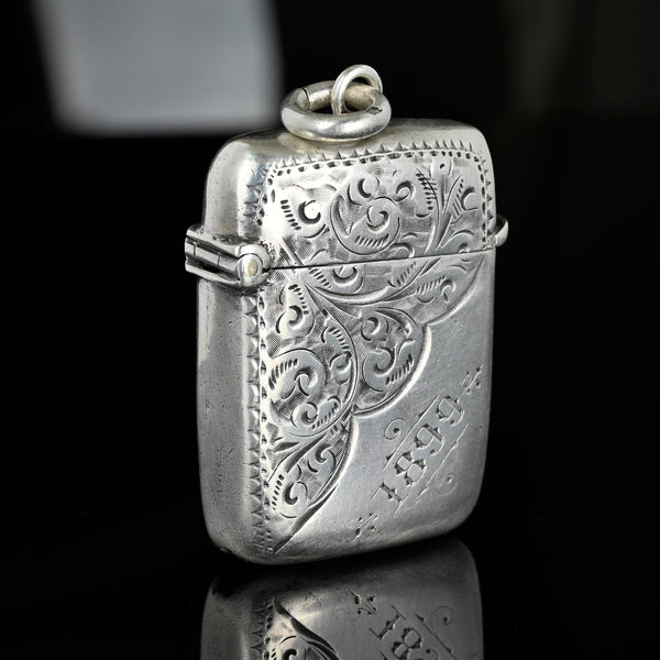 Antique Victorian Silver Match Safe Vesta Fob Pendant - Boylerpf