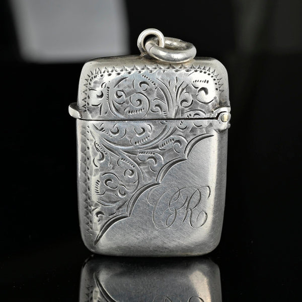 Antique Victorian Silver Match Safe Vesta Fob Pendant - Boylerpf