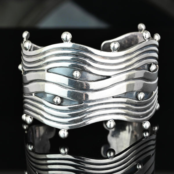 Vintage Taxco Mexican Sterling Silver Cuff Bracelet