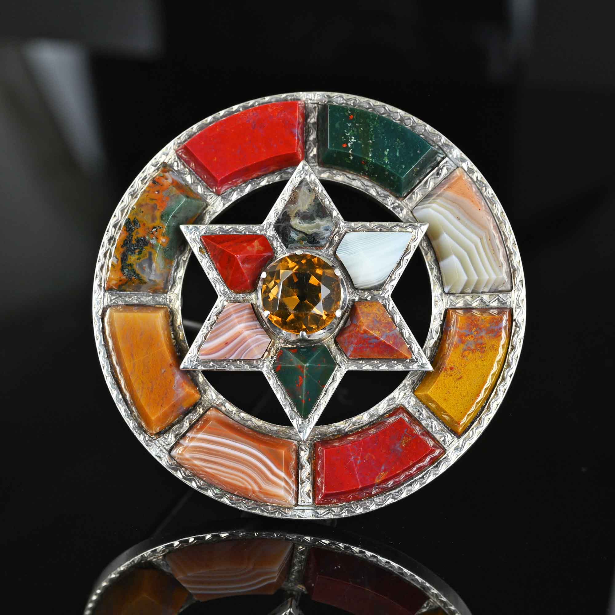 Large Antique Victorian Citrine Scottish Agate Star Brooch – Boylerpf