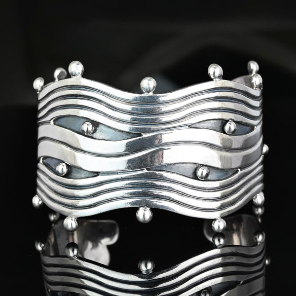 Vintage Taxco Mexican Sterling Silver Cuff Bracelet
