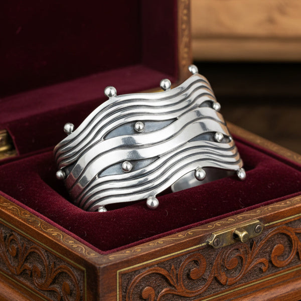 Vintage Taxco Mexican Sterling Silver Cuff Bracelet