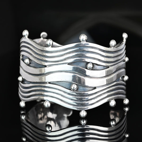 Vintage Taxco Mexican Sterling Silver Cuff Bracelet