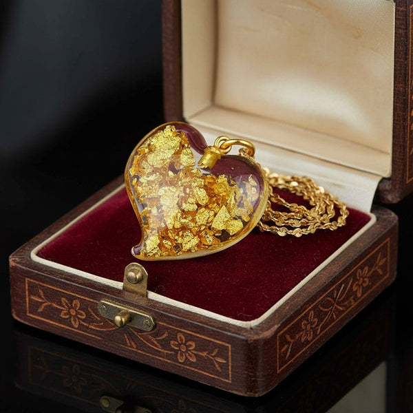 Vintage Witch’s Heart 24K Gold Flake Pendant - Boylerpf