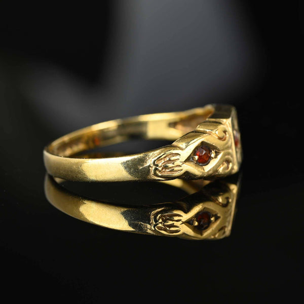 Classic Victorian Gold Garnet Signet Ring Band - Boylerpf