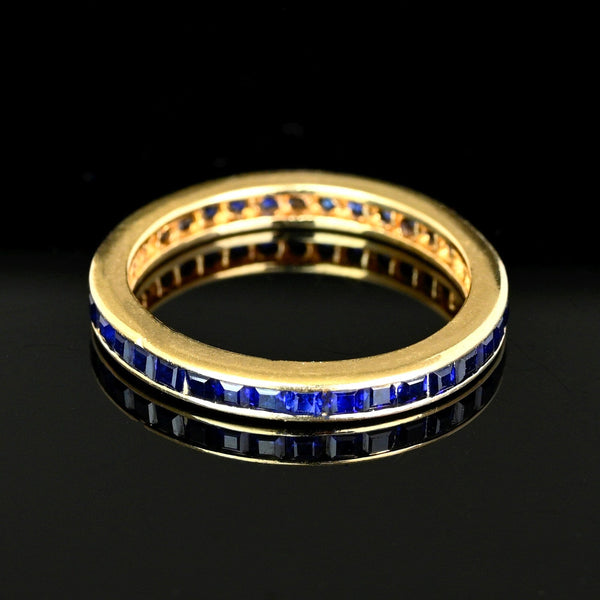 Vintage Sapphire Eternity Band Ring 14K Gold Anniversary