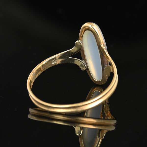 Fine Vintage 10K Gold Moonstone Oval Cabochon Ring - Boylerpf