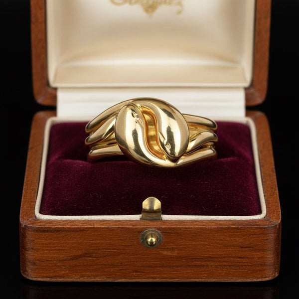 Antique Edwardian 18K Gold Snake Ring, 1910