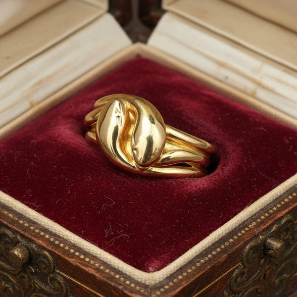 Antique Edwardian 18K Gold Snake Ring, 1910