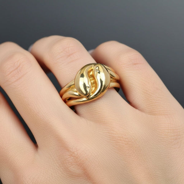 Antique Edwardian 18K Gold Snake Ring, 1910