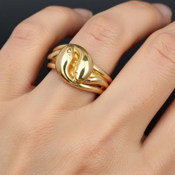 Antique Edwardian 18K Gold Snake Ring, 1910