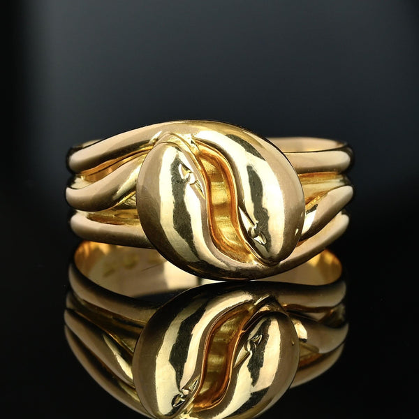 Antique Edwardian 18K Gold Snake Ring, 1910
