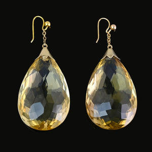 Antique Victorian Gold 65 Carat Citrine Dangle Earrings - Boylerpf