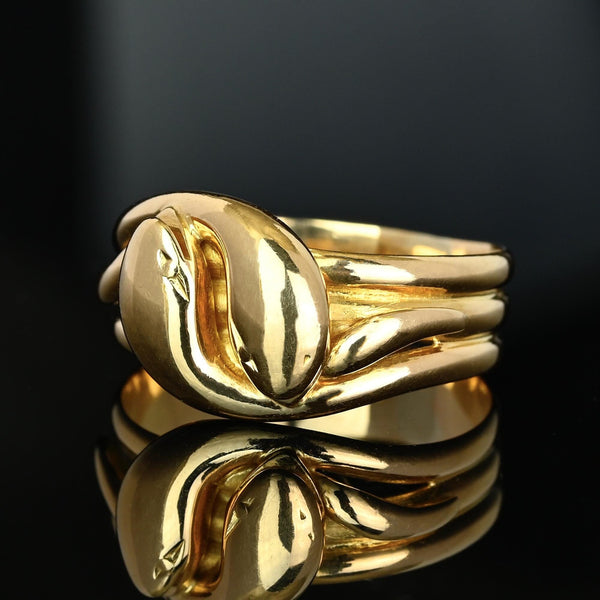 Antique Edwardian 18K Gold Snake Ring, 1910