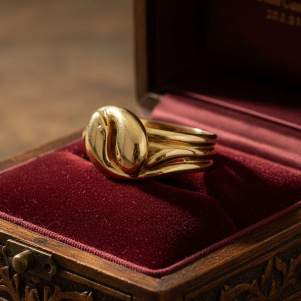 Antique Edwardian 18K Gold Snake Ring, 1910