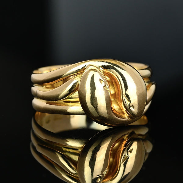 Antique Edwardian 18K Gold Snake Ring, 1910