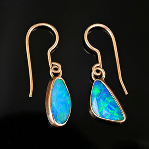 Vintage 14K Gold Australian Boulder Opal Earrings - Boylerpf