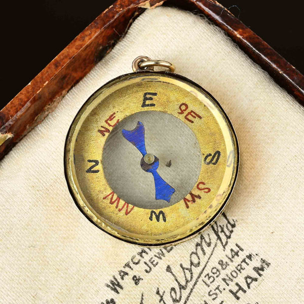 Antique Solid Gold Working Compass Watch Fob Pendant - Boylerpf