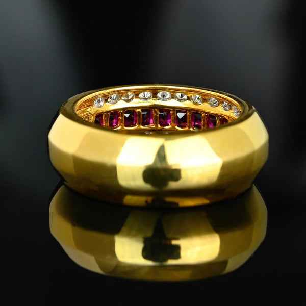 Vintage Ruby Diamond Band 18K Gold Wedding Stacking Ring - Boylerpf