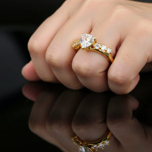 Vintage Gold Bypass Trillion Cut Pink Morganite Ring - Boylerpf