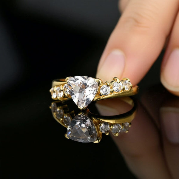 Vintage Gold Bypass Trillion Cut Pink Morganite Ring - Boylerpf