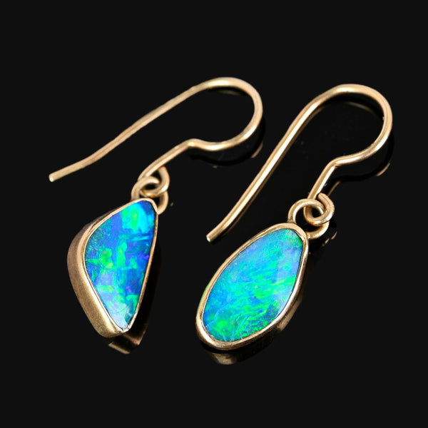 Vintage 14K Gold Australian Boulder Opal Earrings - Boylerpf