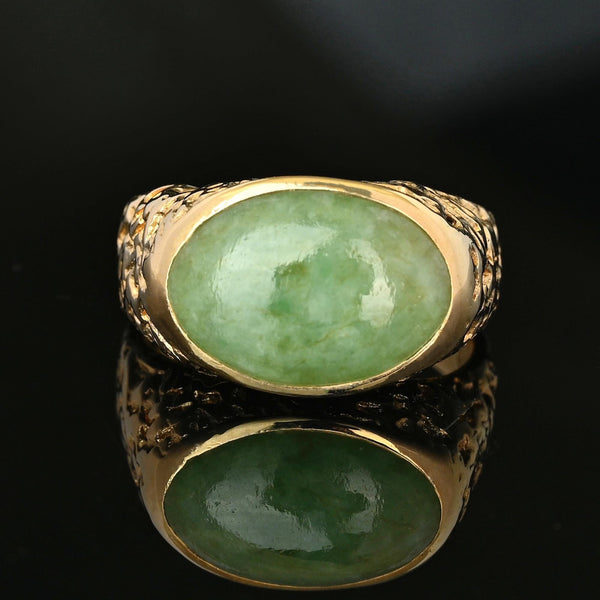 Vintage 14K Gold Jadeite Jade Signet Ring