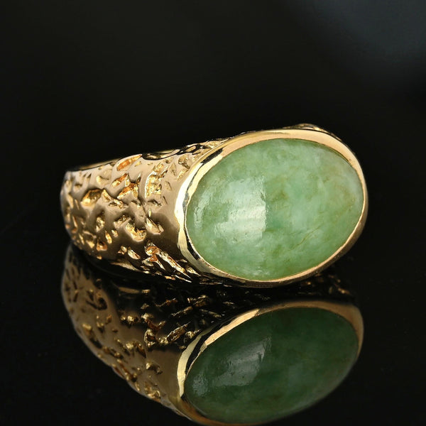 Vintage 14K Gold Jadeite Jade Signet Ring